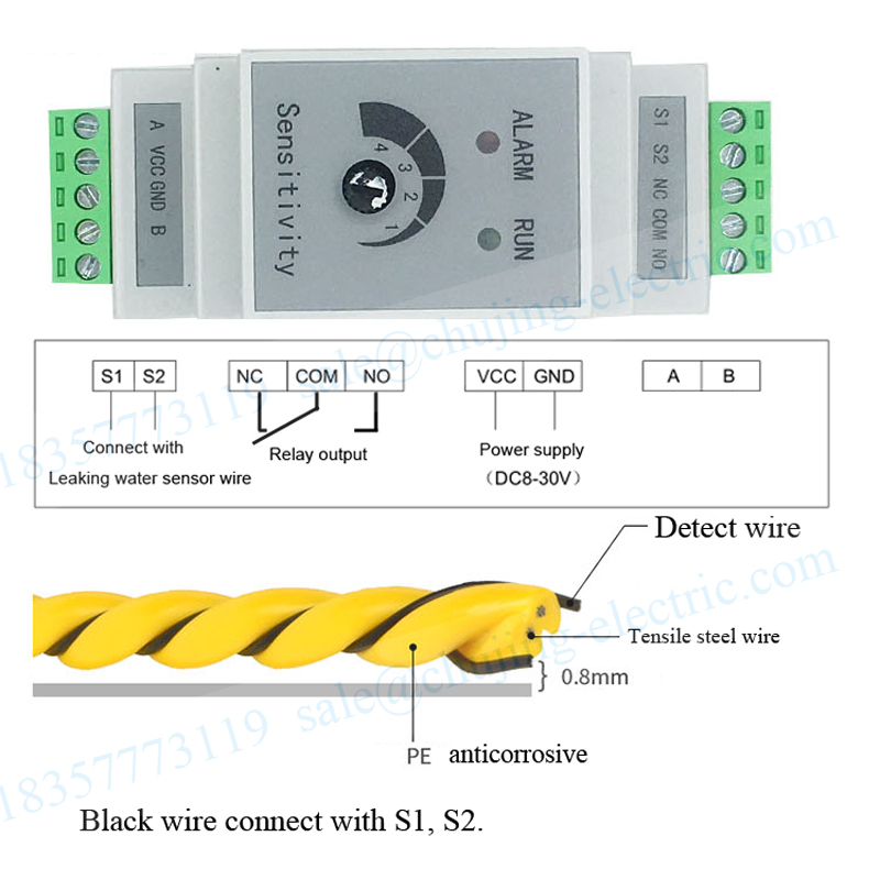 1 set Din liquid Water Leakage - огляд і ціна Water Leak Detector Wired